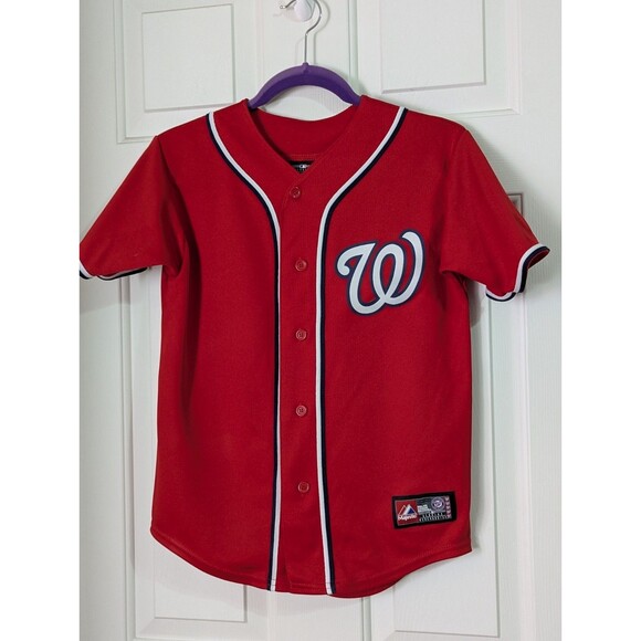 Majestic MLB Washington Nationals Baseball Jersey #37 Strasburg Medium Youth - Picture 1 of 8